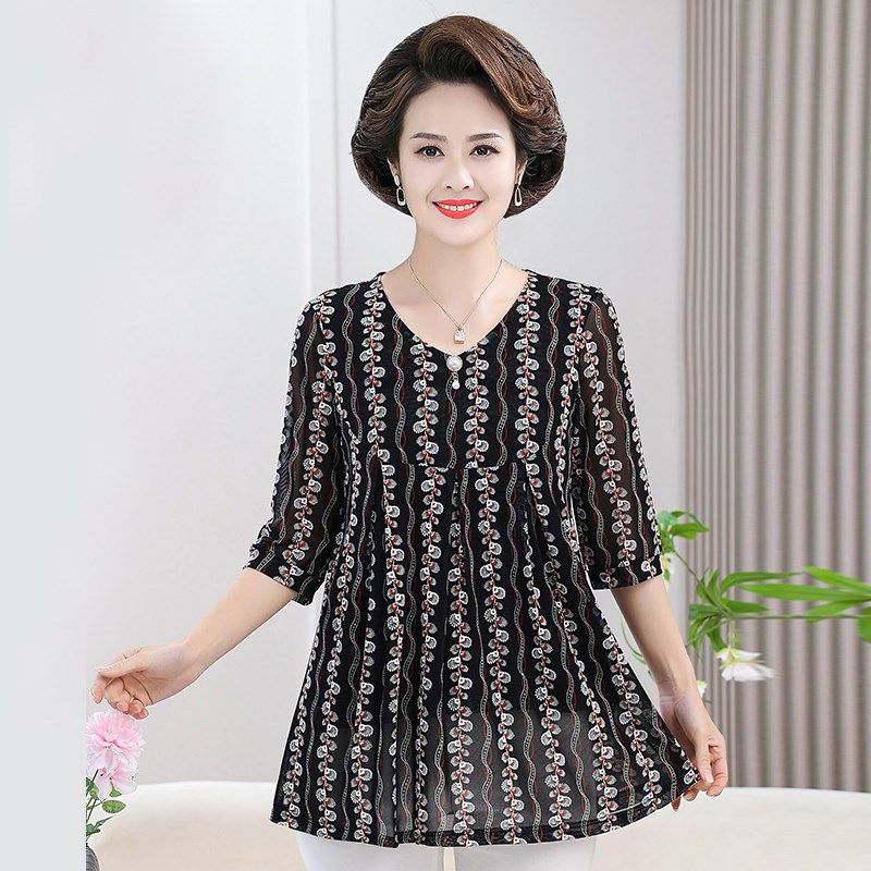 中老年人女装加肥加大码宽松特体薄上衣肥胖妈妈春夏装短袖t恤衫