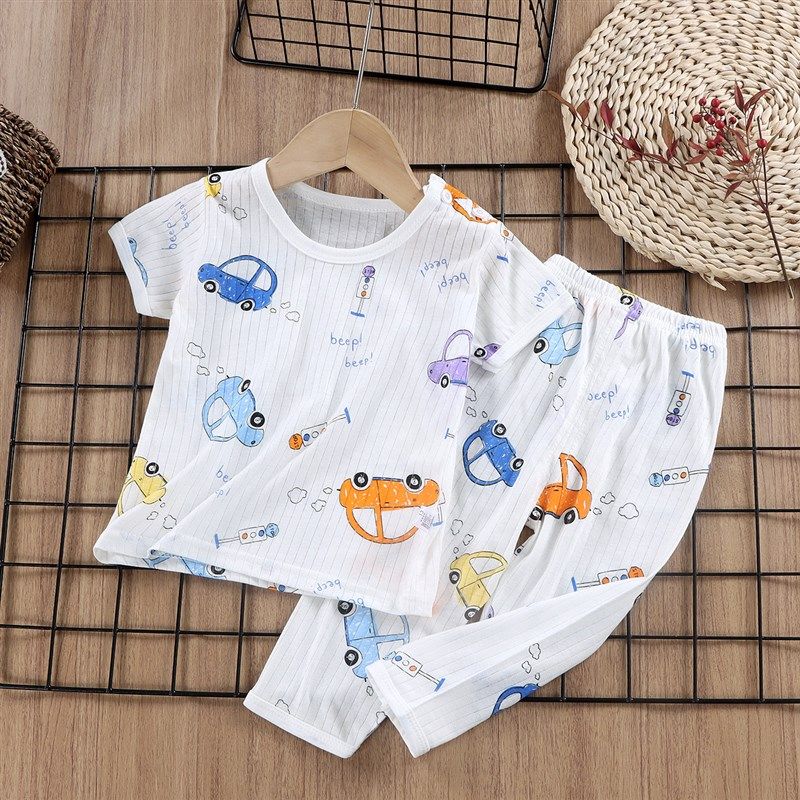 儿童睡衣纯棉套装夏季薄款休闲家居服宝宝长袖睡衣男童女童空调服,童装/婴儿装/亲子装,家居服套装,淘宝优惠券,粉丝福利购,淘宝优惠卷