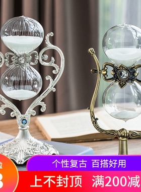 欧式摆件旋转计时沙漏装饰品家居客厅玄关电视高档奢华摆设工艺品