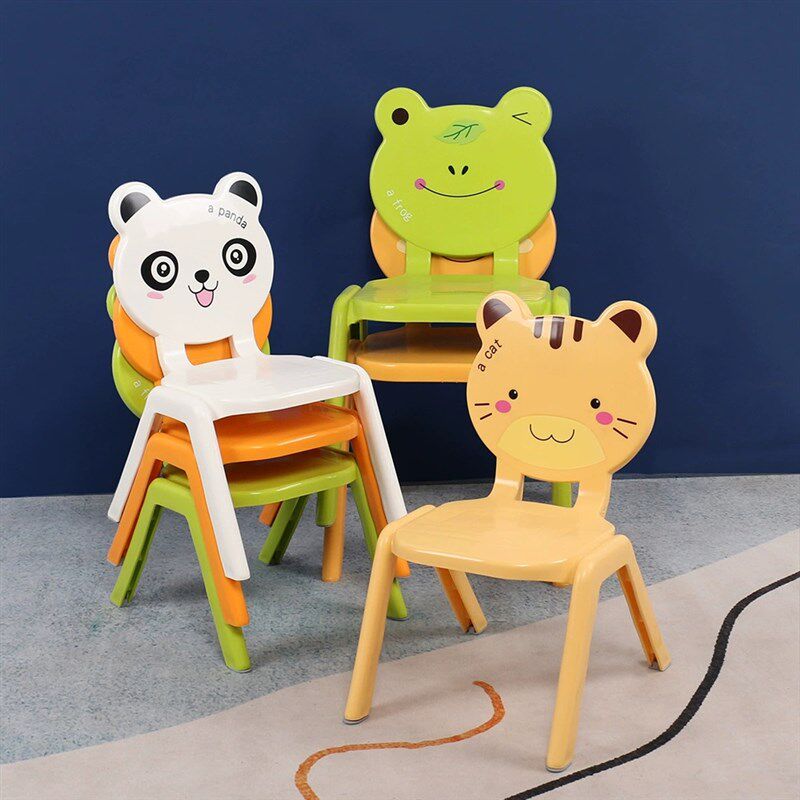 加厚塑胶凳子PP塑料靠背儿童椅小凳子儿童餐椅套装卡通图案幼儿园