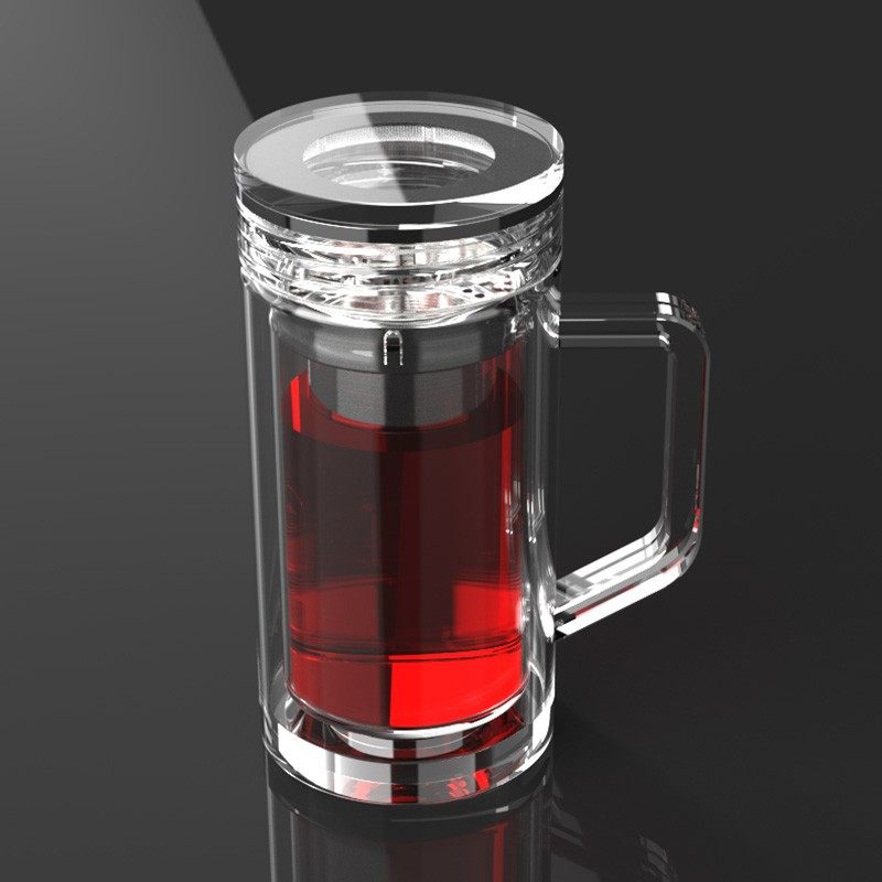 男士加厚高档商务办公杯带把泡茶双层玻璃杯送人个性定制刻字专用,餐饮具,玻璃杯,淘宝优惠券,粉丝福利购,淘宝优惠卷