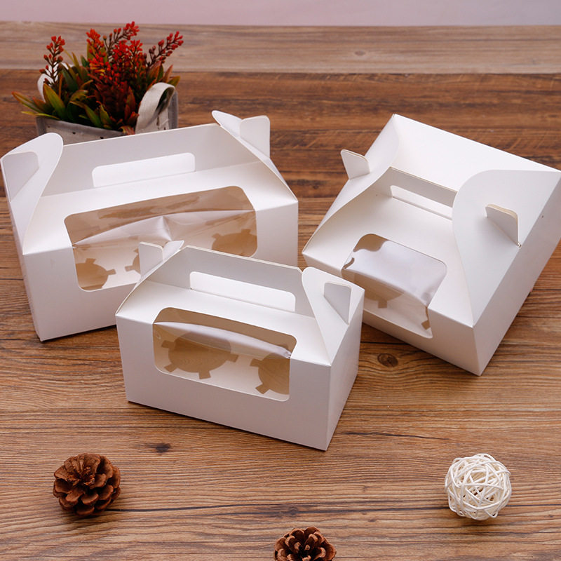 纸杯蛋糕包装盒烘焙点心包装盒12 4 6个装手提西点盒雪媚娘马芬盒