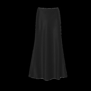 法式高级感白色缎面半身裙女夏季长款A字裙高腰丝滑鱼尾包臂长裙