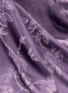 提花布料 紫色双色提花 蝴蝶薄款秋连衣裙外套面料