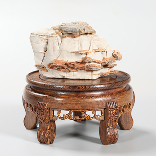 实木质圆形摆件花瓶底座奇石头鱼缸佛像酒坛花盆栽鸡翅木底座托架