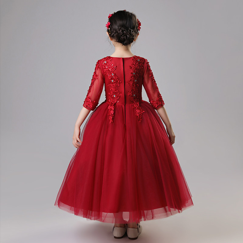 儿童礼服公主裙女童蓬蓬纱婚纱酒红长裙小花童主持人钢琴演出服秋,童装/婴儿装/亲子装,儿童礼服,淘宝优惠券,粉丝福利购,淘宝优惠卷