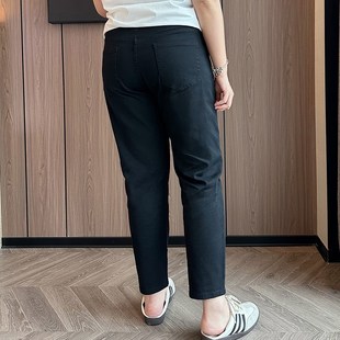 大码牛仔裤女夏季薄款九分小脚高弹力胖mm梨形身材高腰显瘦直筒裤