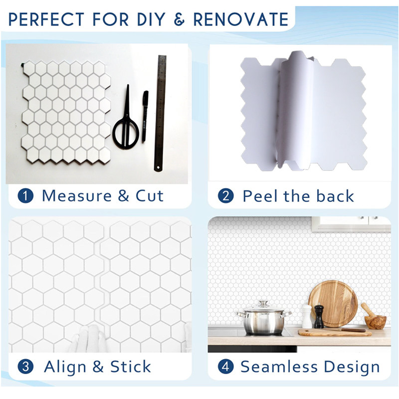 北欧六角形几何厨房防油耐高温贴纸卫生间防水自粘墙贴美化装饰,家居饰品,软装墙贴,淘宝优惠券,粉丝福利购,淘宝优惠卷