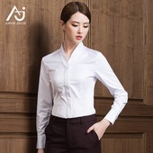 OL工作服秋季 空姐面试服装 女短袖 v领衬衣工装 南航衬衫 空乘职业装