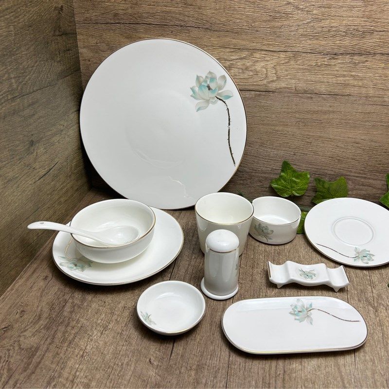 酒店摆台餐具五件套陶瓷碗盘碟火锅台面餐厅饭店金边餐具用品套装,厨房/烹饪用具,配菜/备菜盘,淘宝优惠券,粉丝福利购,淘宝优惠卷