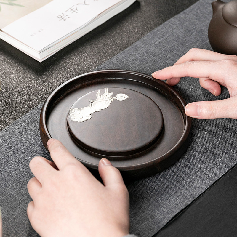 日式黑檀实木壶承茶托茶壶垫功夫茶具配件干泡盘紫砂壶茶托养壶垫