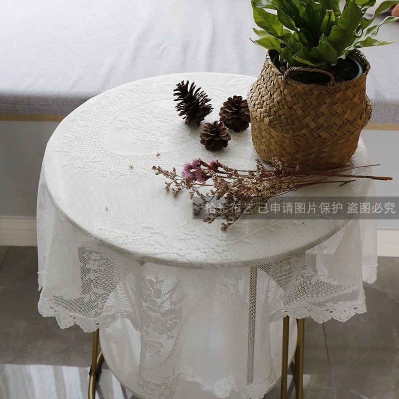 法式浪漫白色蕾丝桌布盖巾茶几小圆桌防尘布田园美式方巾拍照背景,居家布艺,桌布,淘宝优惠券,粉丝福利购,淘宝优惠卷