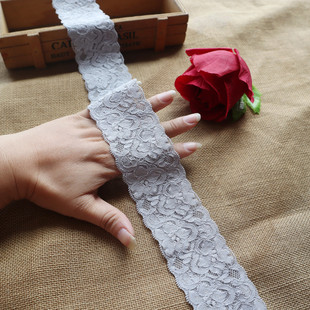 5厘米宽浅灰色弹力布条加厚密实蕾丝镂空花边 婚纱裙子辅料装饰