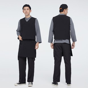 新中式茶馆工作服中式餐饮火锅服务员服装国风民宿茶楼茶饮工作服