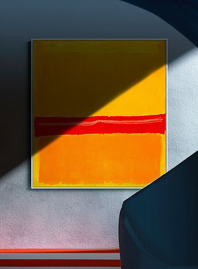 样板间装饰画橙黄色块油画别墅大厅挂画门厅玄关画办公室墙壁画大