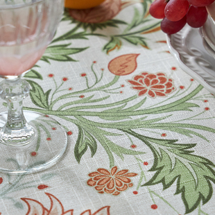 美式 田园长方形茶几亚麻高档台布高级感 桌布轻奢风花卉餐桌布欧式