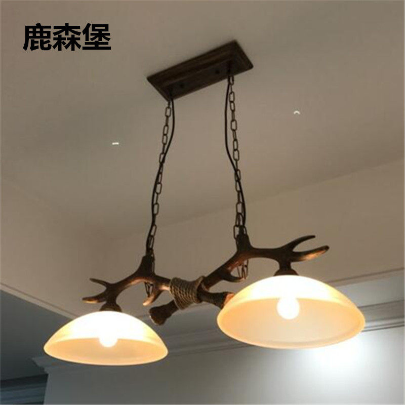 美式乡村鹿角吊灯别墅过道树脂餐厅咖啡厅吧台创意客厅灯饰鹿角灯