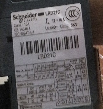 LRD21C热过载继电器 12-18A