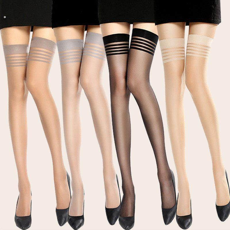 女士夏季超薄防滑防勾丝高筒中筒过膝黑色肉色条纹丝袜,女士内衣/男士内衣/家居服,连裤袜/打底袜,淘宝优惠券,粉丝福利购,淘宝优惠卷