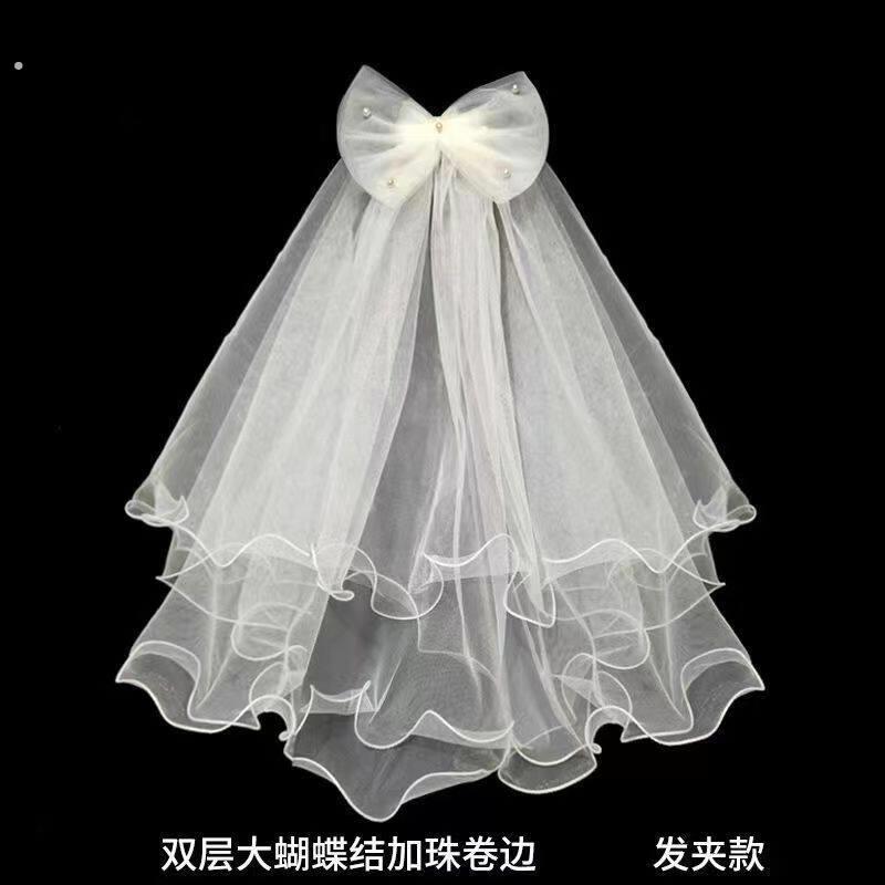 头纱领证求婚登记拍照道具新娘主婚纱头饰夜市摆摊儿童公主风发饰