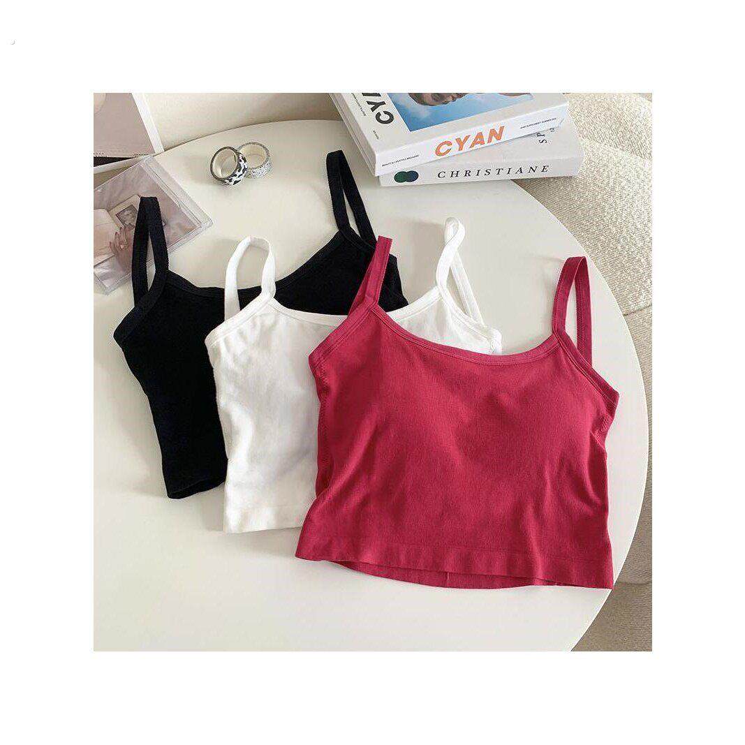 纯欲风辣妹美背吊带背心女学生内搭带胸垫打底内衣外穿裹胸抹胸潮