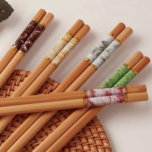 健康楠竹筷子家用新款高档耐高温成人不发霉一人一筷好夹防滑竹筷