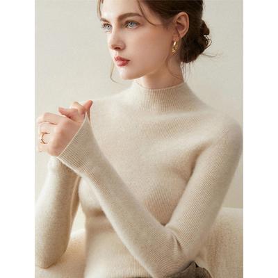 可机洗无缝半高领100%纯