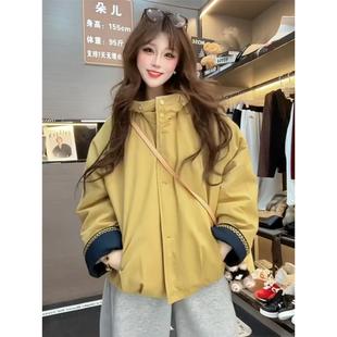 连帽加绒加厚棉衣外套女2025秋冬新款 小个子休闲宽松派克服上衣潮