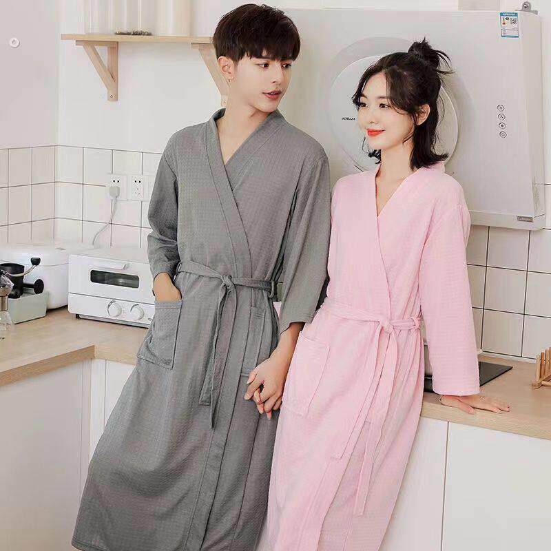 酒店浴袍纯棉吸水速干四季通用男士女夏天薄款情侣睡袍浴衣浴巾式