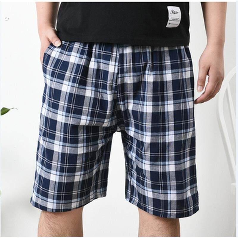 中老年纯棉格子短裤男五分沙滩裤宽松居家休闲大裤衩运动散步裤头