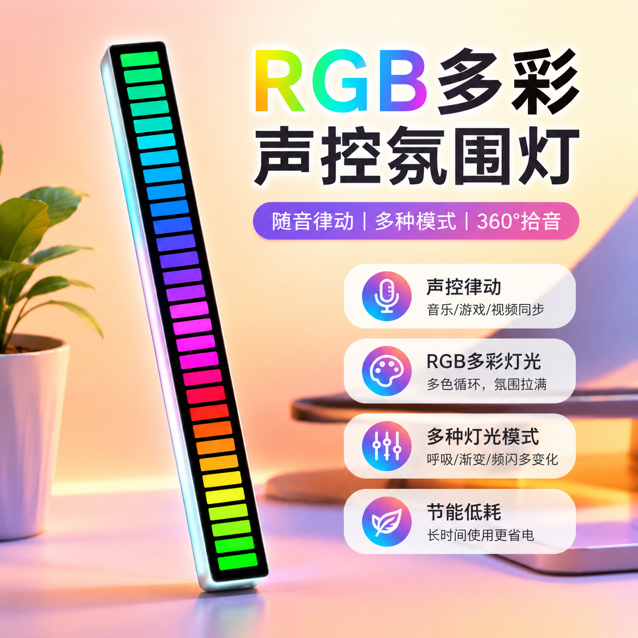 音响跳动车内音频led音乐氛围灯