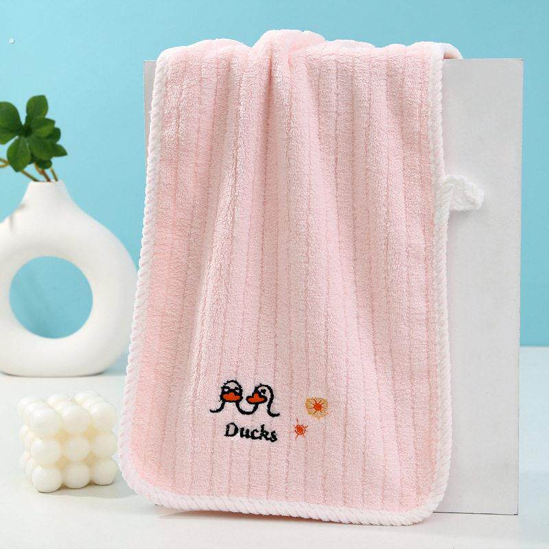 儿童可爱小天鹅毛巾洗脸家用幼儿园男女童吸水宝宝柔软长方形小孩