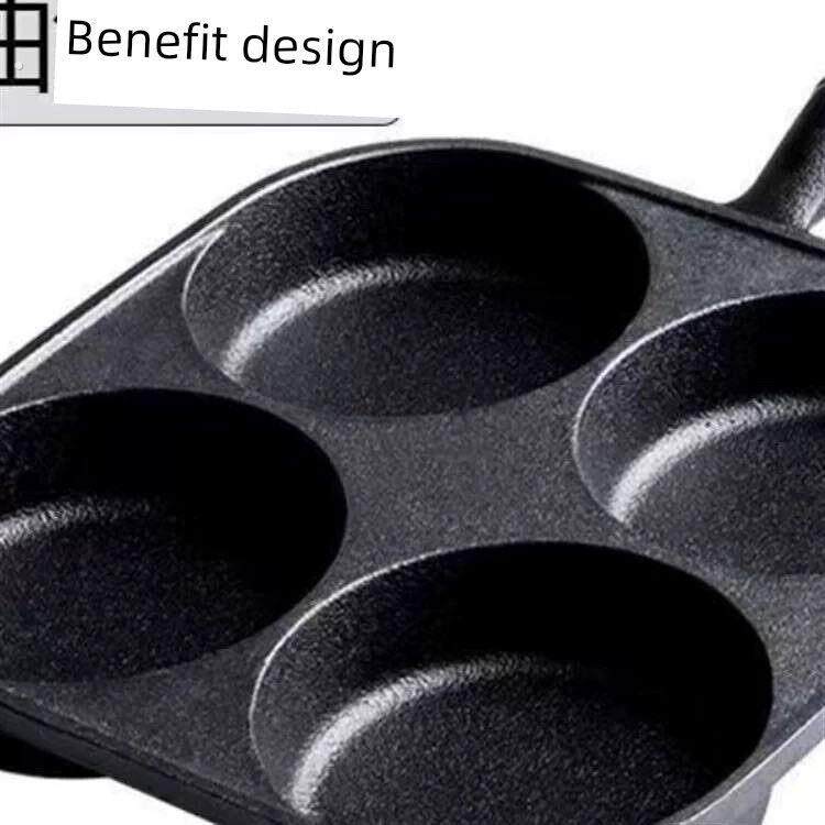 新铸铁煎蛋锅深化鸡蛋汉堡机模具家用不粘锅无涂层鸡蛋饺子煎锅