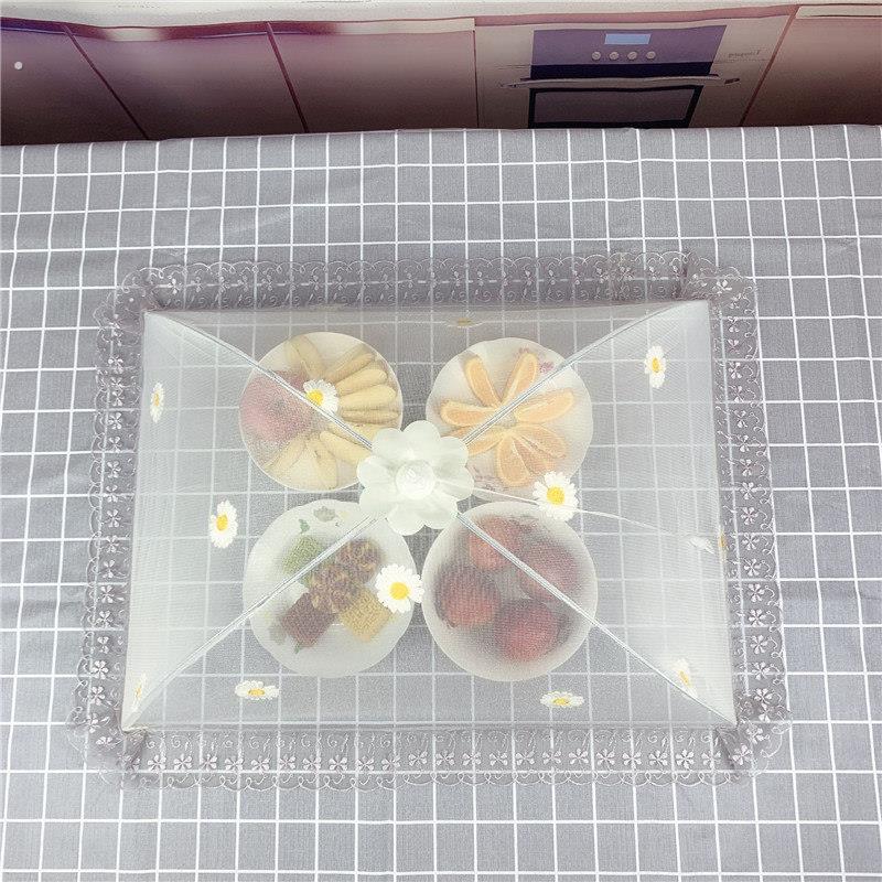 饭菜罩子大号盖菜可折叠餐桌罩剩菜食物防尘罩家用遮菜盖方形菜罩