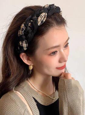 黑色高颅顶宽边发箍女外出百搭气质发箍2024年新款高级感发夹头饰