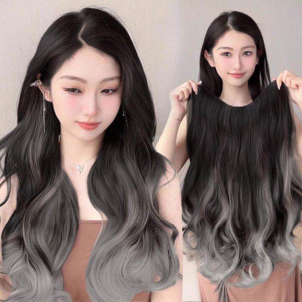 假发女长发接发片渐层巴黎画染大波浪挑染长卷发片一片式蓬松无痕