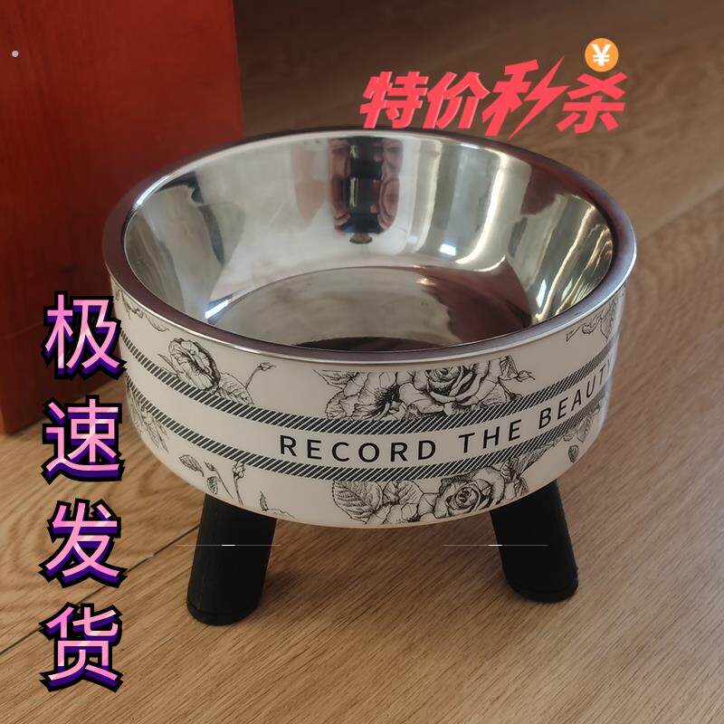 不锈钢高脚猫碗狗狗碗狗盆饭碗食盆大口径喝水碗宠物碗架猫咪用品