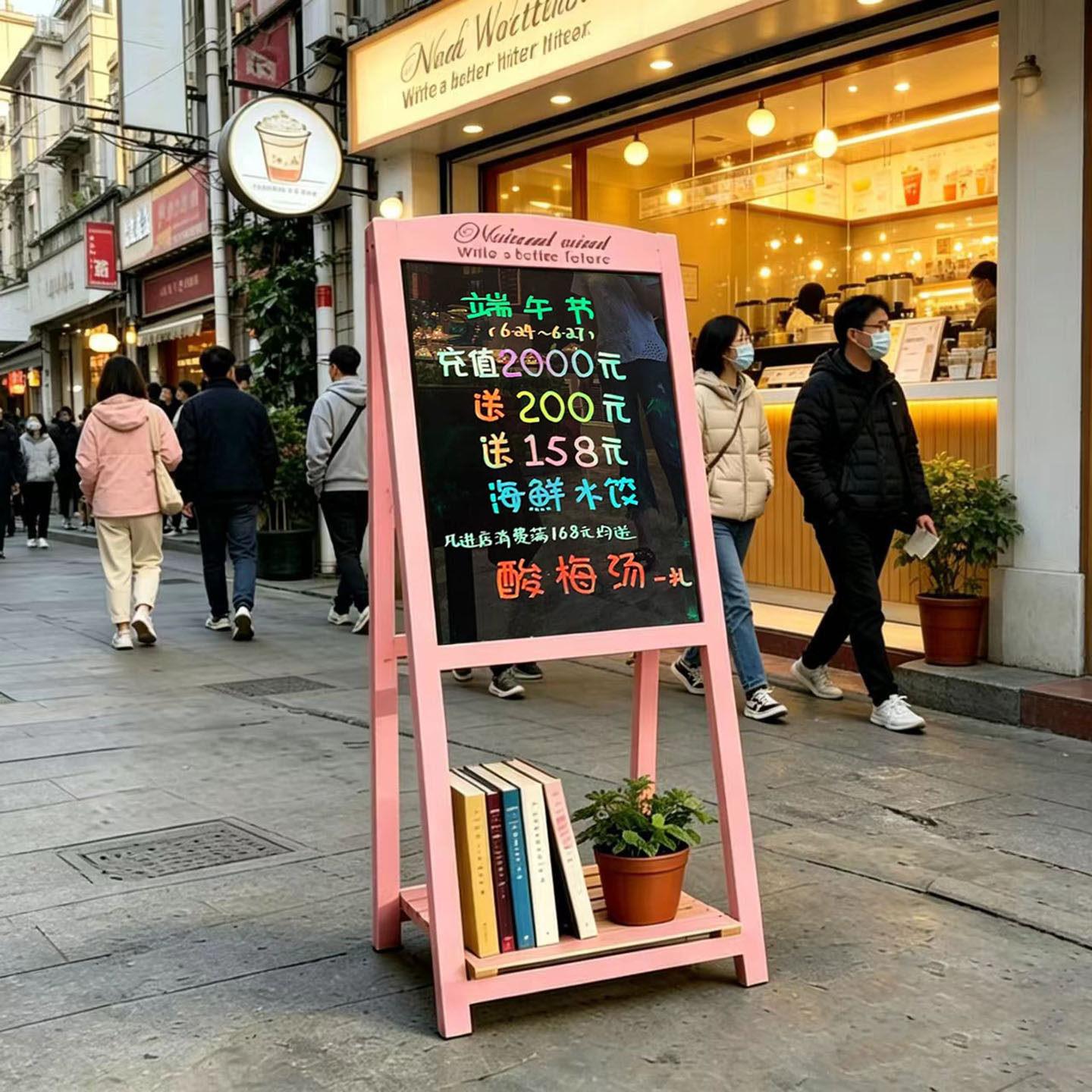 LED广告黑板立式手写展示牌双面发光萤光屏夜光招牌摆摊店门口用