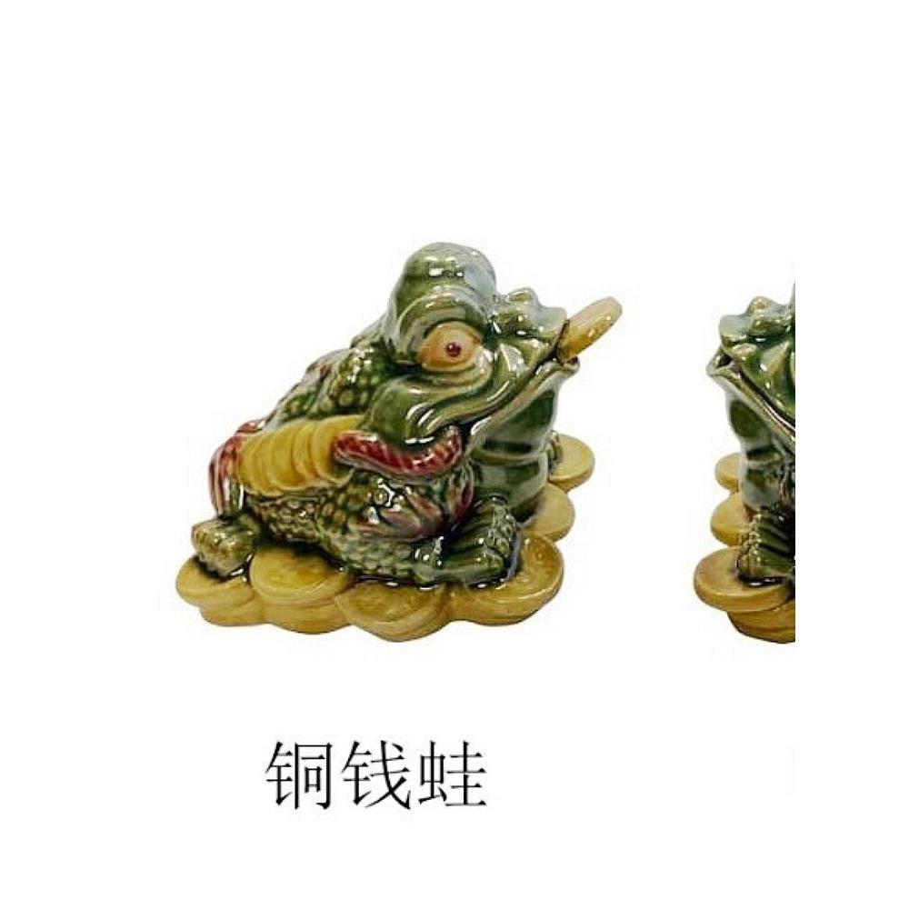 三脚金蟾催财陶瓷摆件蟾蜍神蛙喷水风水蛙茶盘茶宠造景装饰工艺品