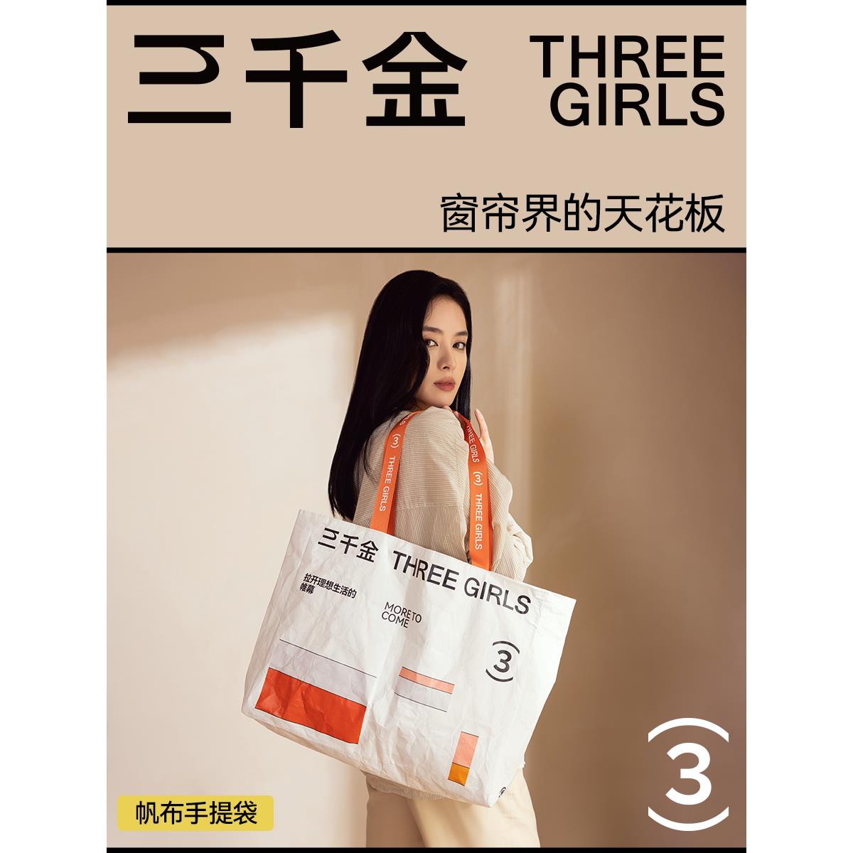 三千金简约风杜邦纸手提袋 可水洗帆布提袋居家布艺