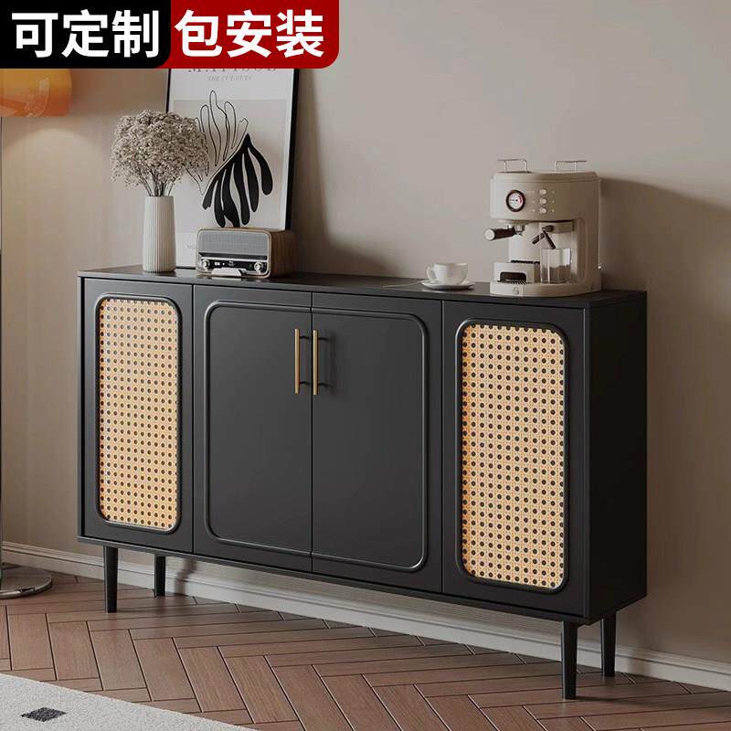 藤编餐边柜客厅靠墙储物柜家用茶水柜置物柜备餐台简易玄关收纳柜