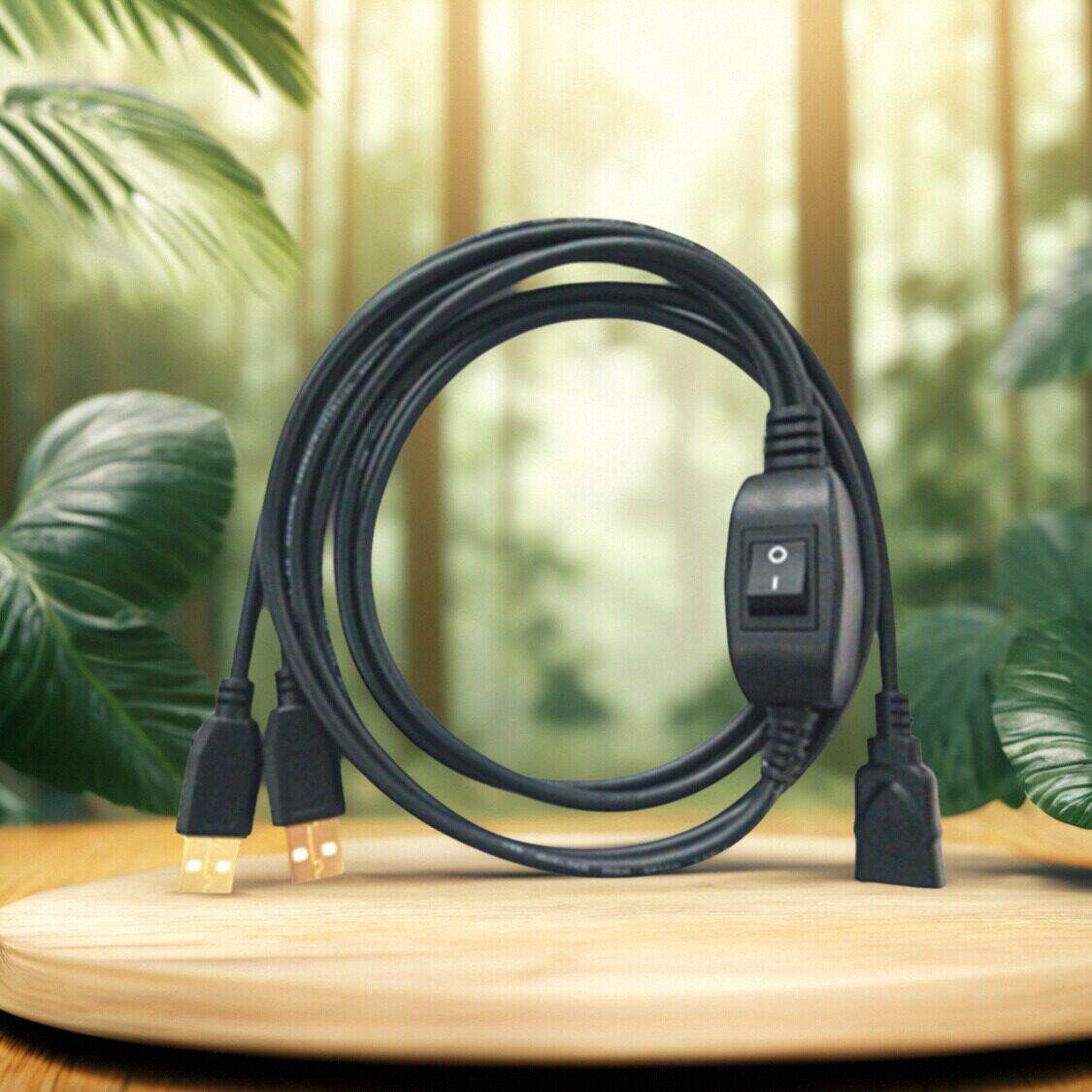 USB一分二共享器连接线两台电脑连接打印机一母两公数据线延长线