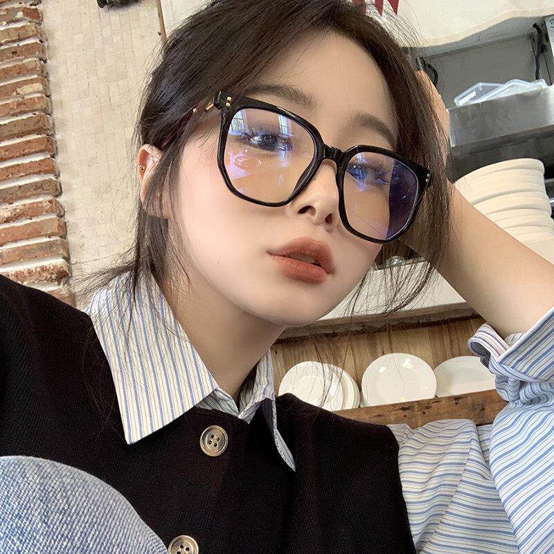 黑框素颜防蓝光平光镜女大脸显瘦韩版眼镜近视度数可配