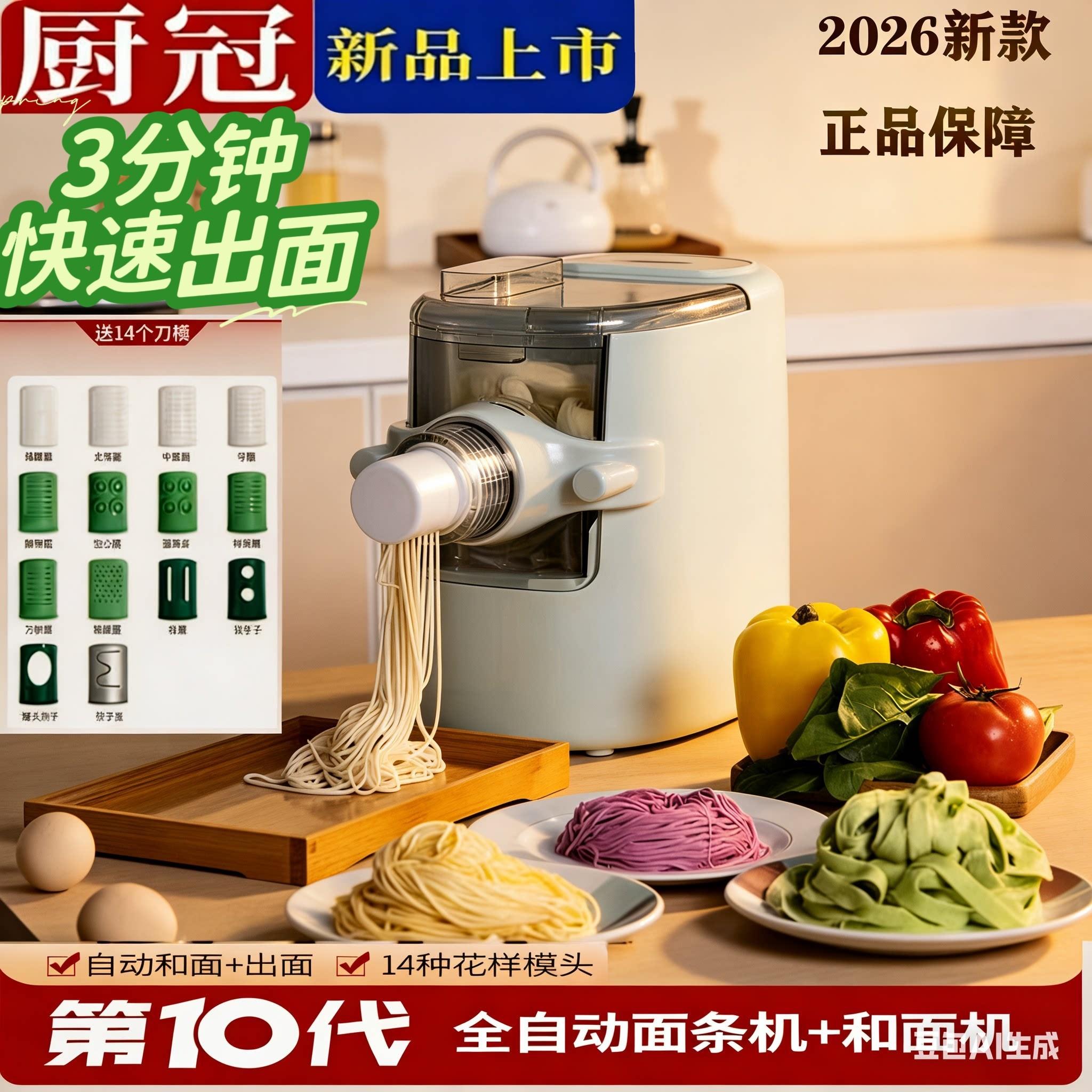 新款面条机和面机多功能智能水饺皮机家用All10代制面机厨冠