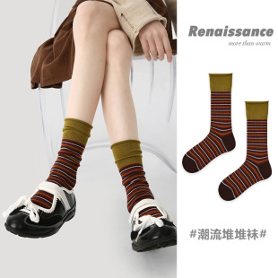 2026秋冬季100纯全棉潮网红款中长筒加厚100纯羊毛防脚气防臭女袜