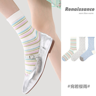 2026秋冬季新款女款100纯棉加厚全棉防臭防脚气网潮红中长筒袜子