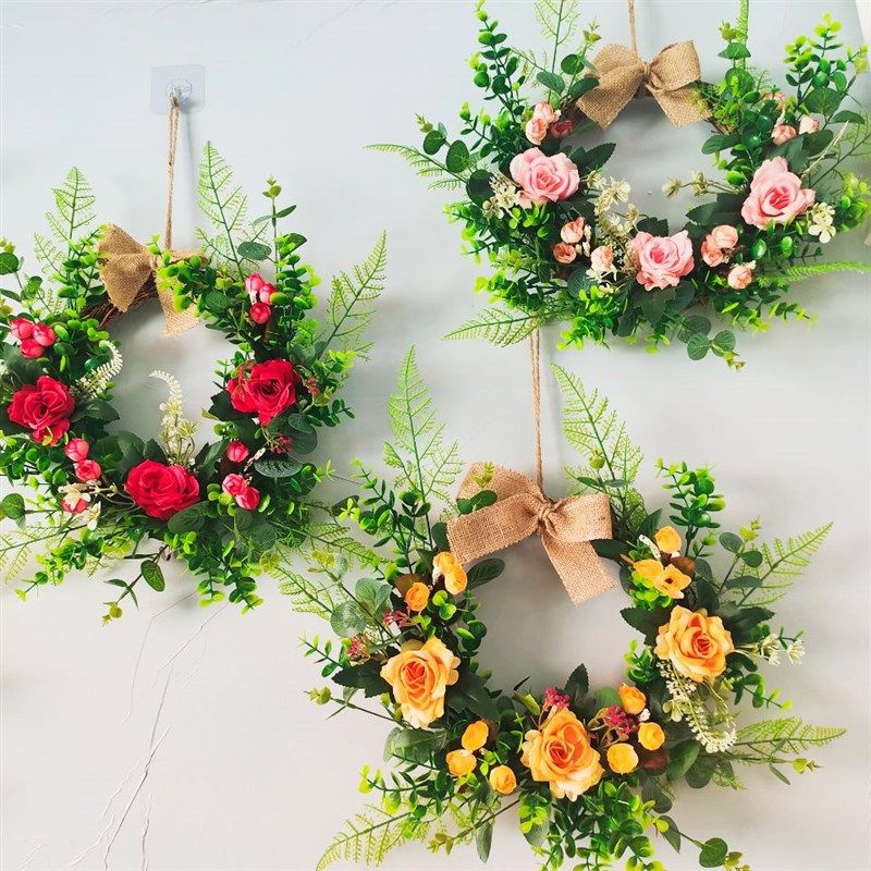 客厅电视背景墙面装饰品墙壁挂件花环卧室房间门上床头花朵小挂饰