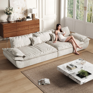 奥克兰帆船沙发客厅磨砂布艺大坐深羽绒奶油风意式极简别墅沙发