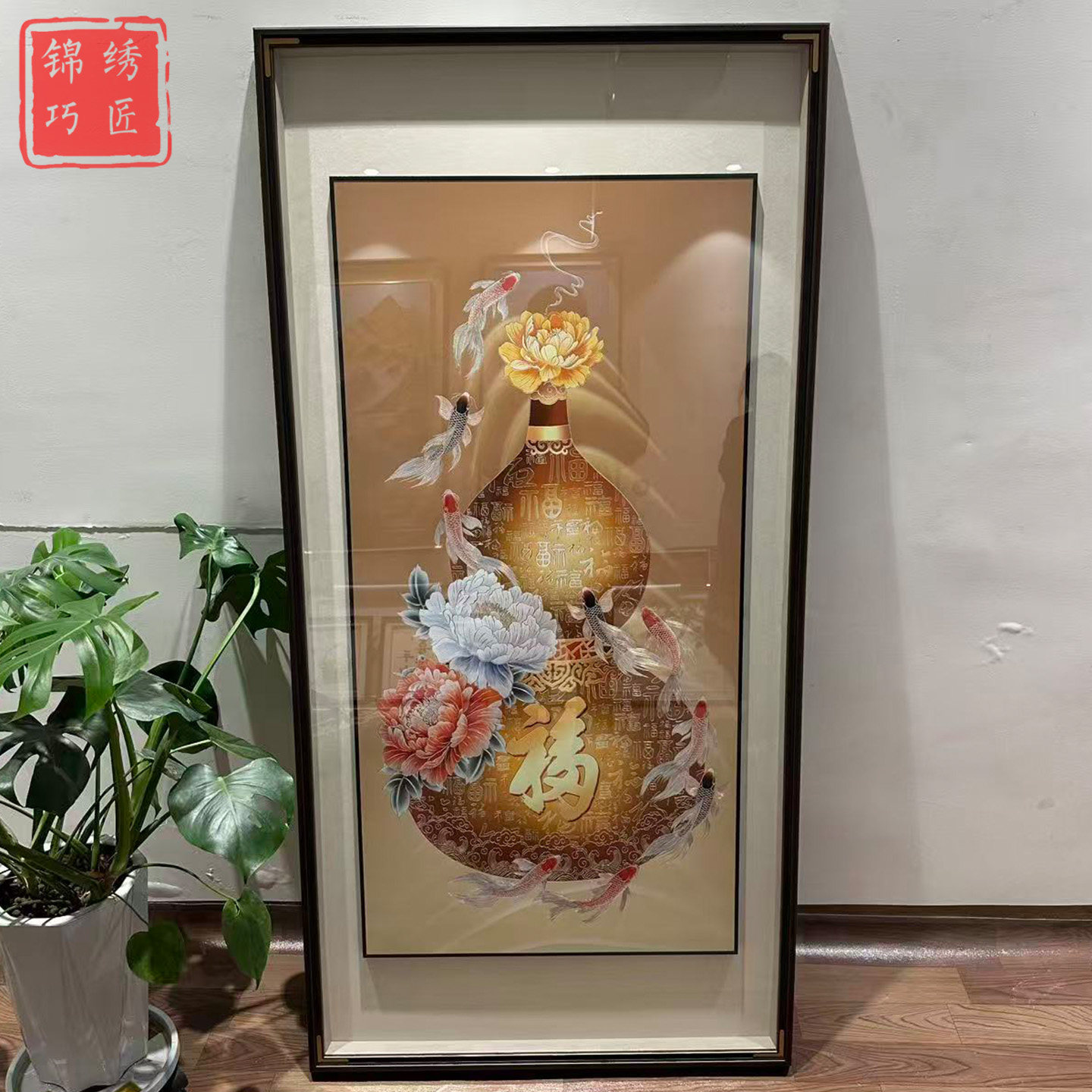 纯手工百福牡丹九鱼图铜雕玄关挂画錾刻客厅走廊轻奢新中式装饰画,家居饰品,铜雕画,淘宝优惠券,粉丝福利购,淘宝优惠卷