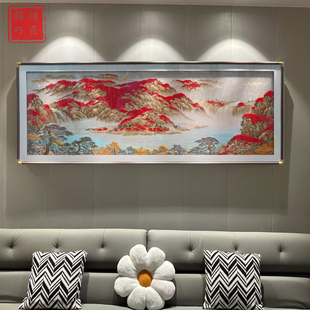 鸿运当头刺绣画客厅福新中式 饰画沙发背景墙挂画织锦绣苏绣壁画 装